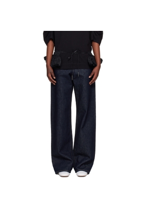 Dries Van Noten Black Ruffled Cotton Waist Belt