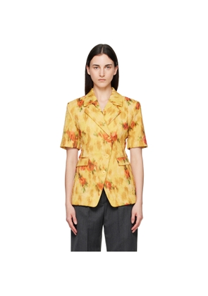GANNI Yellow Shibori Organza Blazer