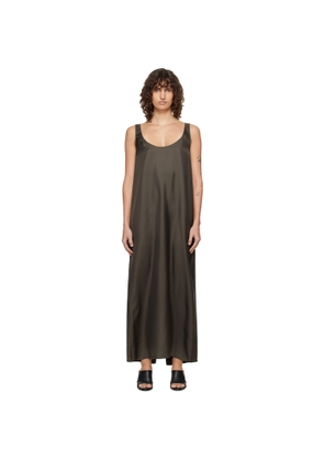 Róhe Brown Silk Scoop-Neck Maxi Dress