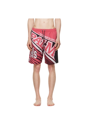 Palm Angels Red & Black 'Racing' Swim Shorts