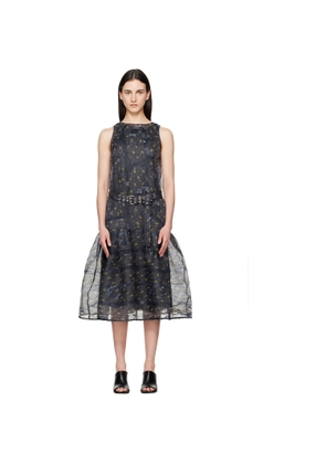 GANNI Gray Shibori Organza Midi Dress