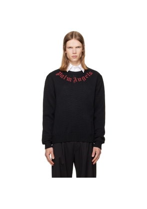 Palm Angels Black Curved Logo Knit Sweater
