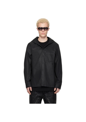 DET BLEV SENT Black Waxed Hooded Shirt