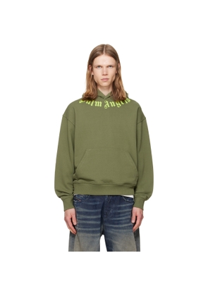 Palm Angels Khaki Neck Logo Hoodie