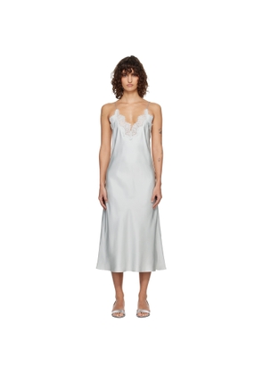 Róhe Blue Silk Lace Slip Midi Dress