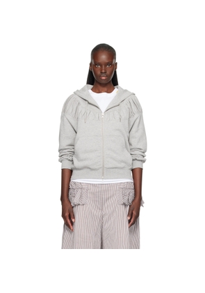 Dries Van Noten Gray Cropped Loose Zipped Hoodie