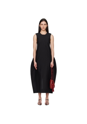 Róhe Black Hourglass Linen Silk Midi Dress