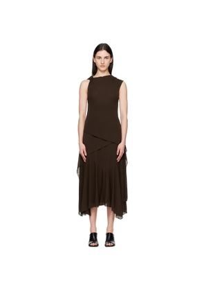 GANNI Brown Marl Mesh Maxi Dress