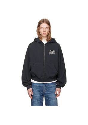 Palm Angels Black Palm Leaf Loose Zip Hoodie