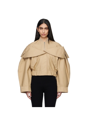 GANNI Beige Cotton Bomber Jacket