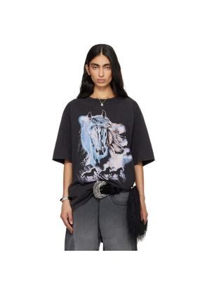 LU'U DAN Gray 'Year of the Horse' Oversized Concert T-shirt