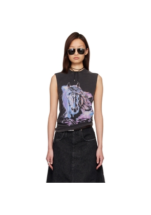 LU'U DAN Gray 'Year of the Horse' Sleeveless T-shirt