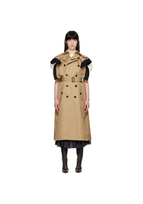 sacai Beige & Black Double-Faced Silk Cotton & Gabardine Trench Coat