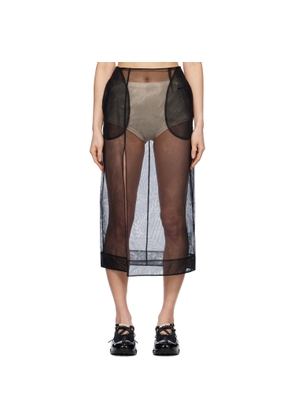 Simone Rocha Black Sheer Slit Pencil Midi Skirt