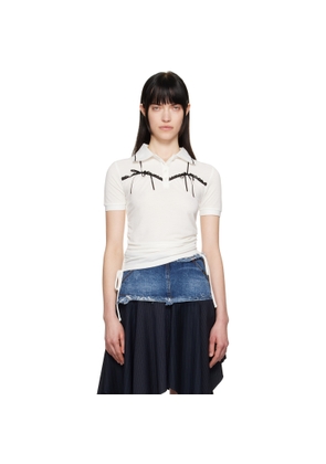 Andersson Bell White Halter String Piqué Polo