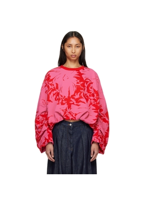 Dries Van Noten Red & Pink Draped Sweatshirt