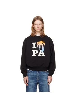 Palm Angels Black 'I Love PA' Regular Crew Sweatshirt