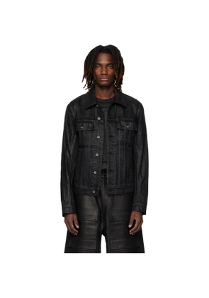 DET BLEV SENT Black Waxed Pintuck Bayard Denim Jacket