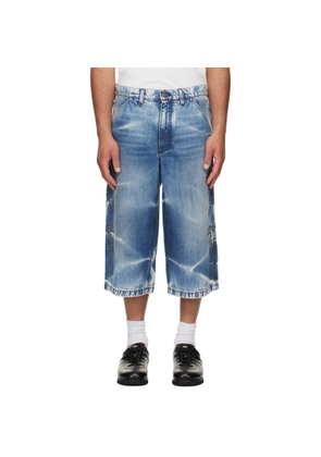 COÛT DE LA LIBERTÉ Blue Grayson Cripsy Denim Palm Devils Painter Shorts