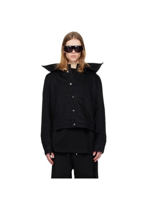 DET BLEV SENT Black Hooded Denim Jacket