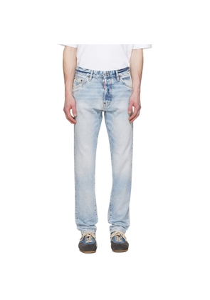 Dsquared2 Blue Light Diagonale Wash Teddy Jeans
