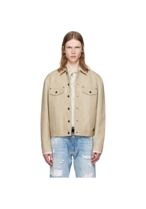 Dsquared2 Beige Leather Jean Jacket