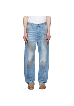 Dsquared2 Blue Light Dirty Wash Loose Twist Jeans