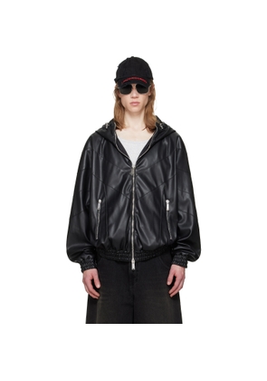 Dsquared2 Black Zipped Hoodie Faux-Leather Jacket