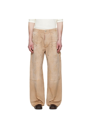 Dsquared2 Beige Garment Dyed Baggy Carpenter Trousers