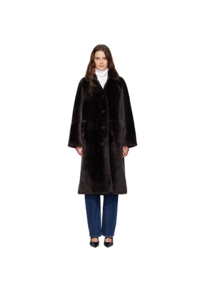 Yves Salomon Brown Lambswool Coat