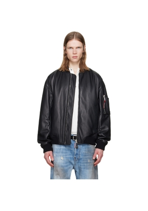 Dsquared2 Black Leather Bomber Jacket