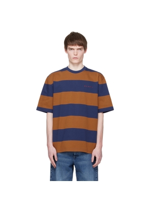 Marni Navy & Tan Maxi-Stripe Cotton T-shirt