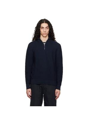 BOSS Navy Quarter-Zip Cotton Track Jacket