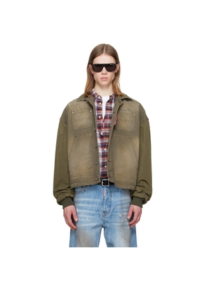 Dsquared2 Khaki Garment Dyed Carpenter Kaban Jacket