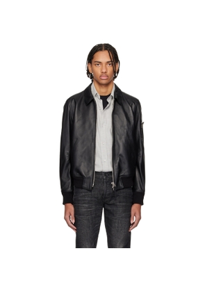 TOM FORD Black Soft Nappa Plonge Collar Blouson Jacket