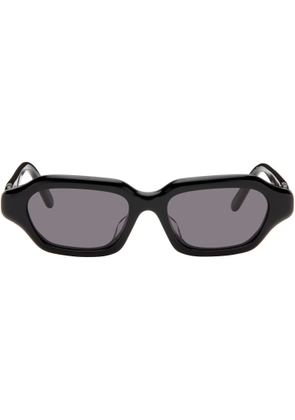 LOEWE Black Slim Text Logo Rectangle Sunglasses