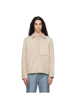 BOSS Beige Snap Closure Suede Jacket