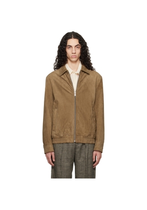BOSS Tan Soft Suede Bomber Jacket