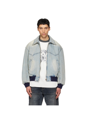 We11done Blue Western Harrington Denim Jacket