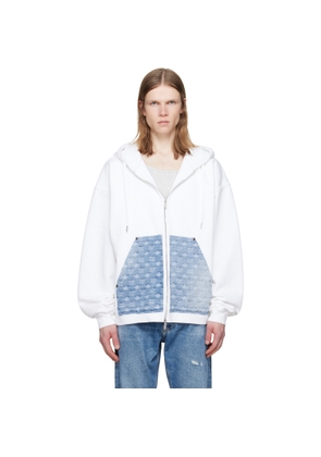 Dsquared2 White Denim Mix Relax Zipped Fit Hoodie