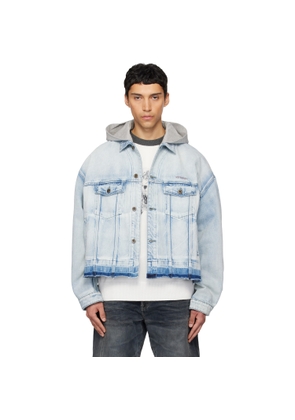 We11done Blue Layered Denim Jacket