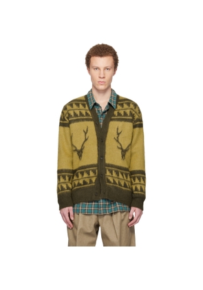 South2 West8 Yellow Mohair V-Neck Cardigan