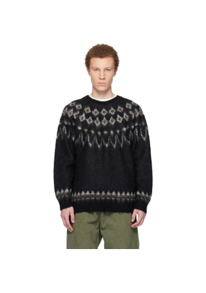 South2 West8 Black Mohair Crew Neck Sweater