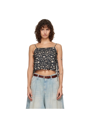 R13 Black Square Neck Tie Camisole