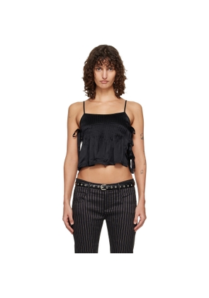 R13 Black Square Neck Tie Camisole
