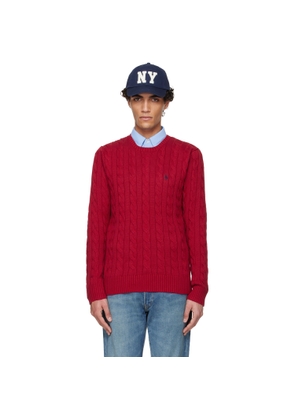 Polo Ralph Lauren Red Cable-Knit Cotton Sweater