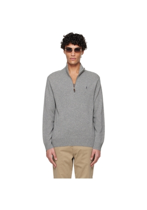 Polo Ralph Lauren Gray Wool Quarter Zip Sweater