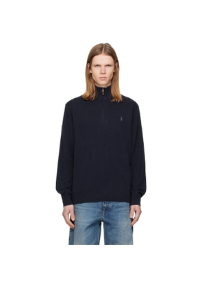 Polo Ralph Lauren Navy Wool Quarter-Zip Sweater