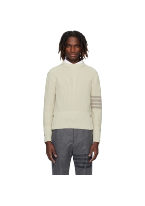 Thom Browne Beige Cotton Cardigan Stitch 4-Bar Sweater