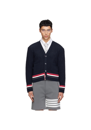 Thom Browne Navy Float Ripple Stitch RWB Cardigan